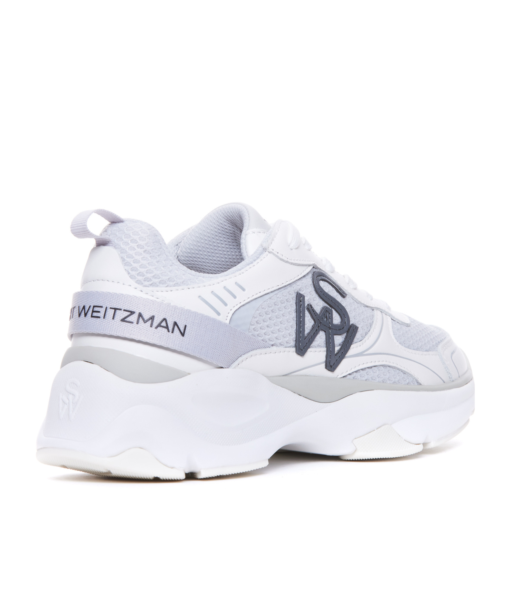 Stuart Weitzman Leather And Mesh Sneakers In White