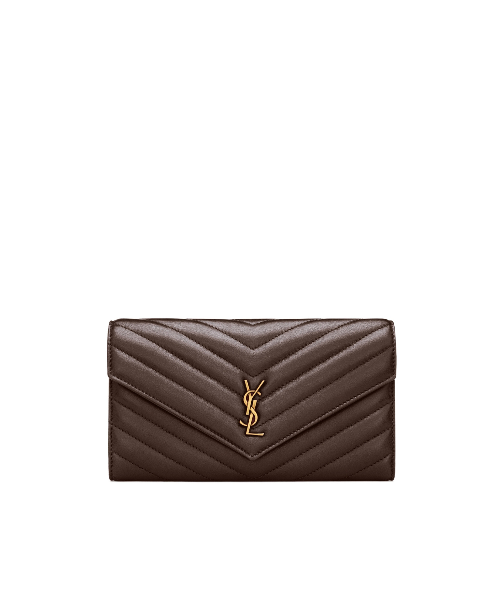 Saint Laurent Cassandre Large Flap Wallet In Lambskin In Arabica