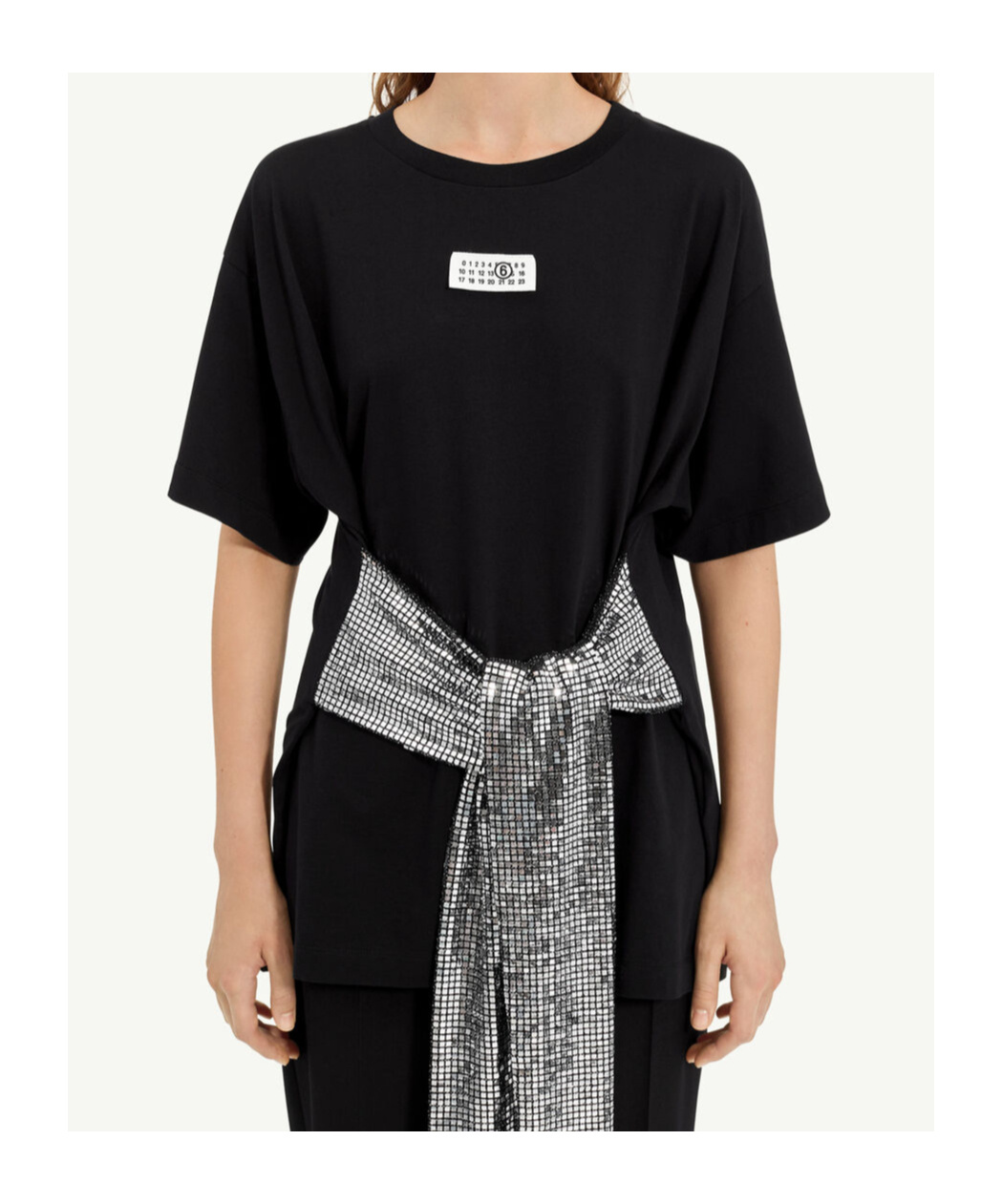 Mm6 Maison Margiela Roundneck Label T-shirt In Black