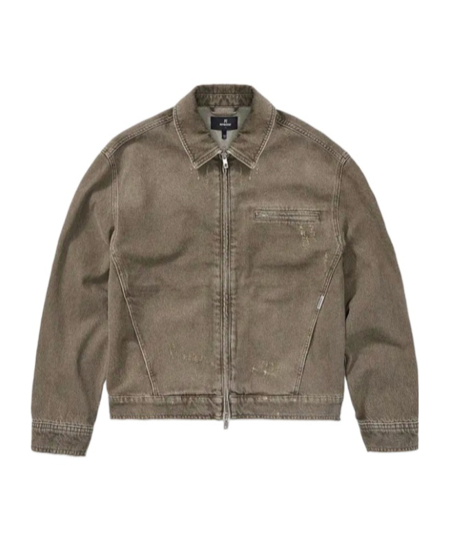 Represent Collared Denim Jacket In Gray