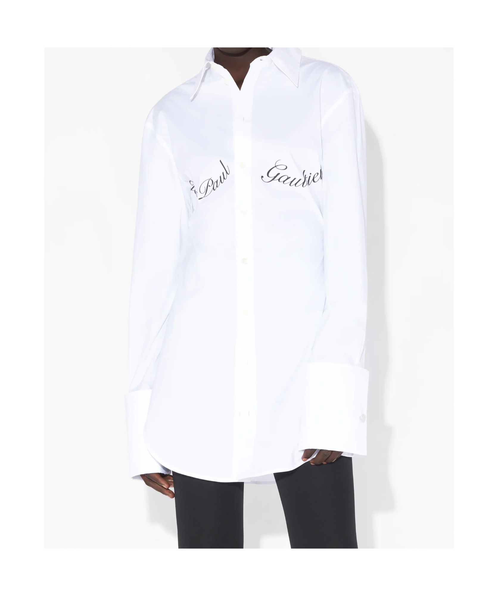 Jean Paul Gaultier White Poplin Shirt With Underboob Print In White