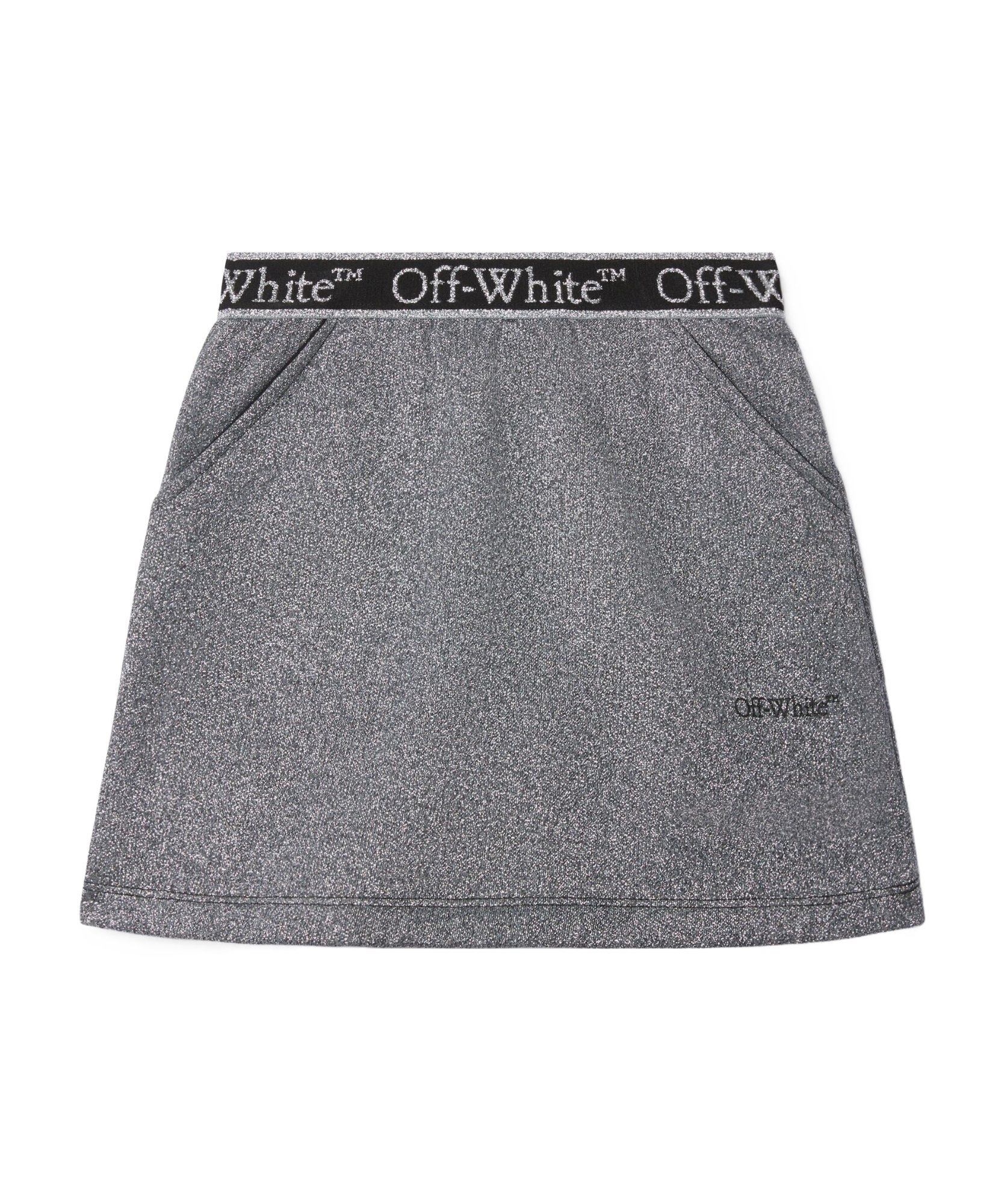 Off-white Bookish Logo-waistband Cotton Skirt In Gray