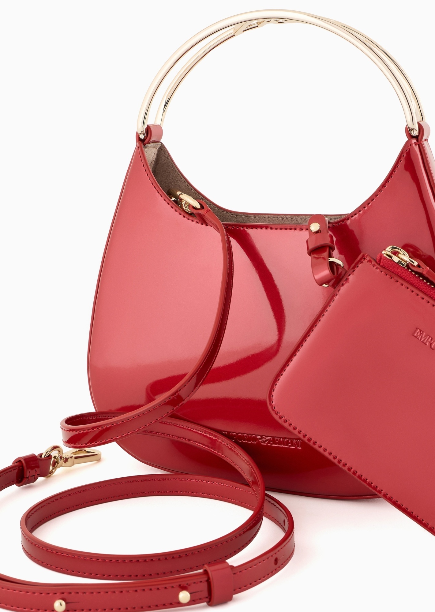 Emporio Armani Hobo Detachable Shoulder Strap Portable Cross-body Mini Bag In Red