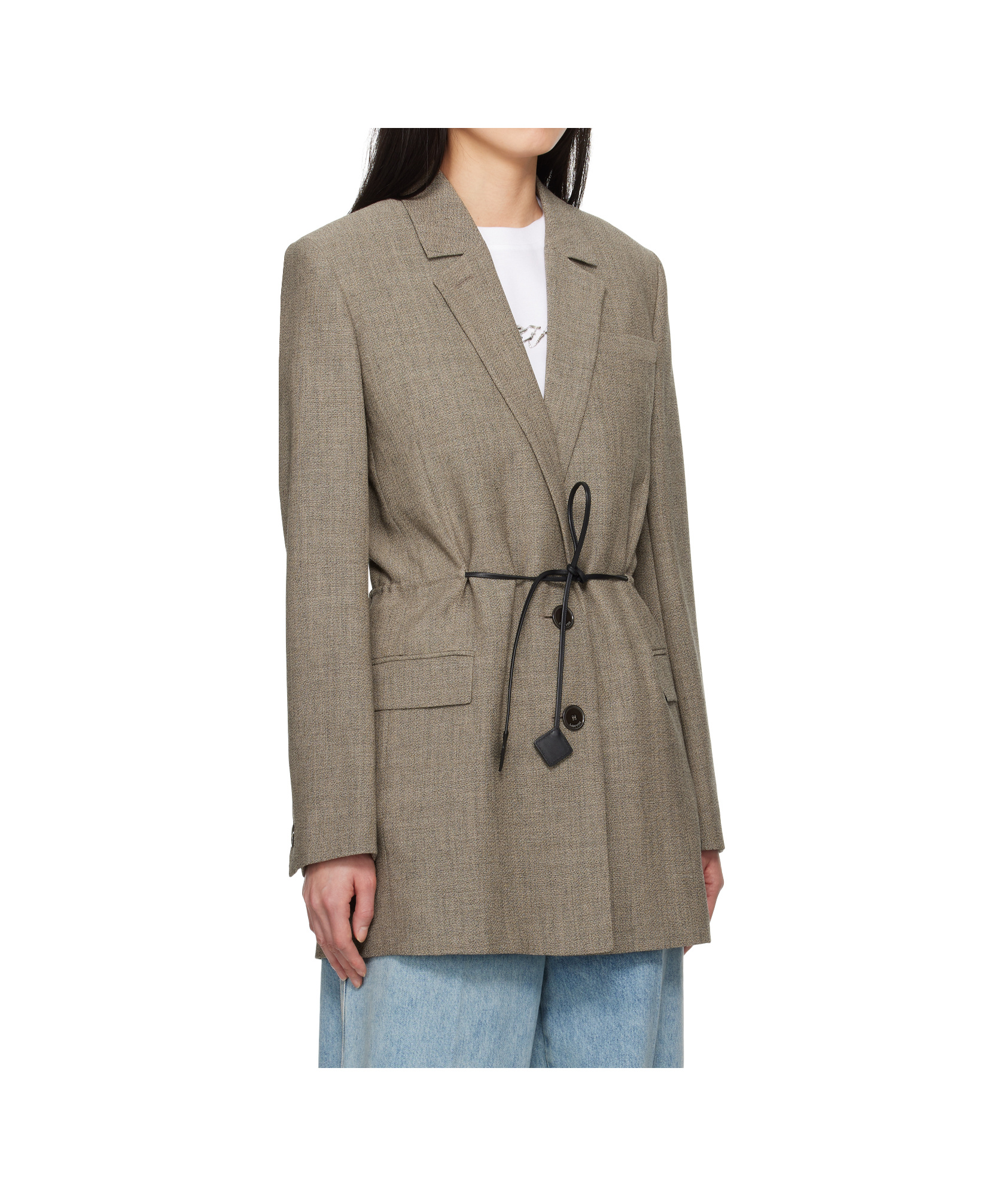 Lanvin Belted Wool Blazer In Green