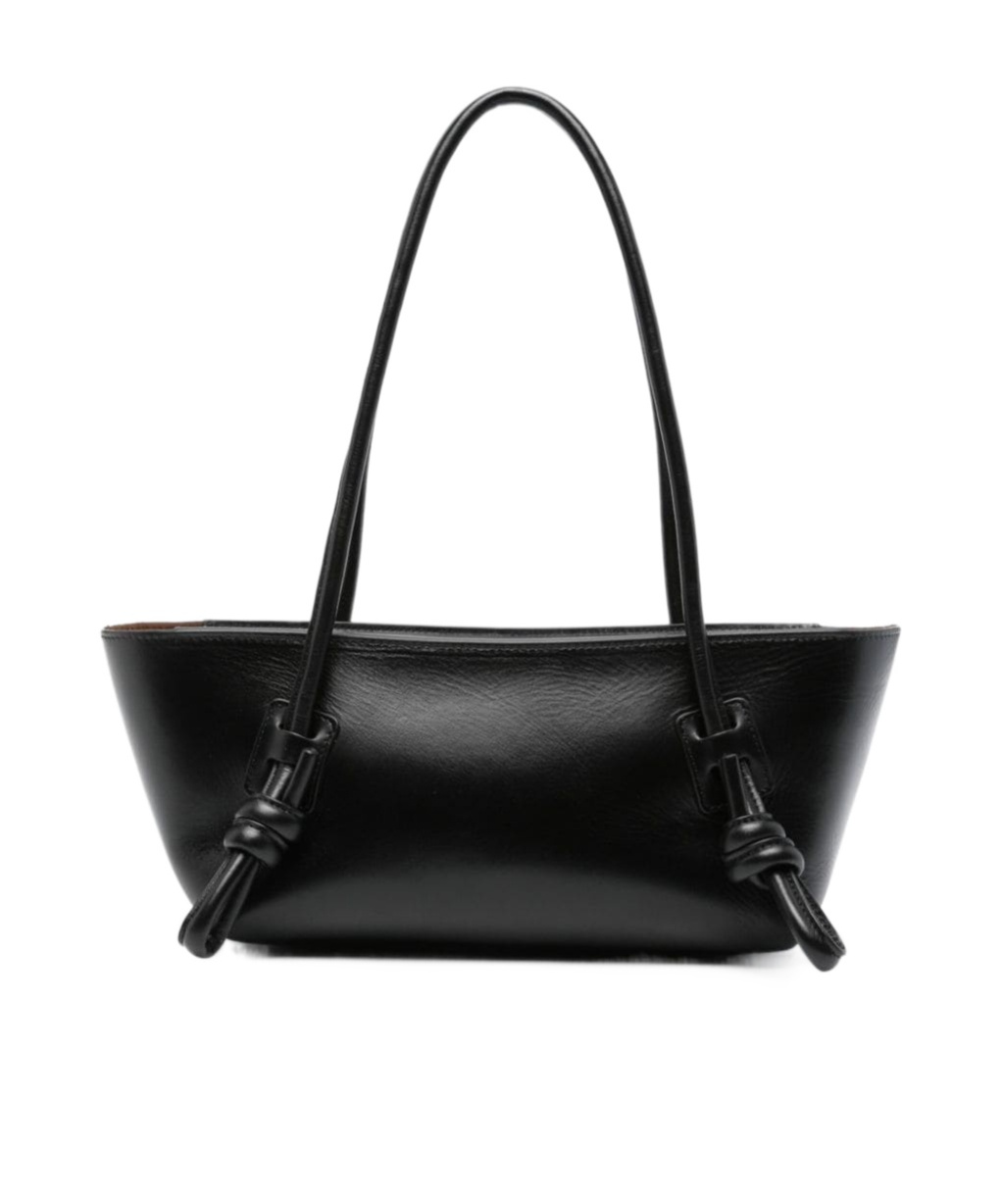 Hereu Fleca Elongated Rectangular Knot Leather Shoulder Bag In Black