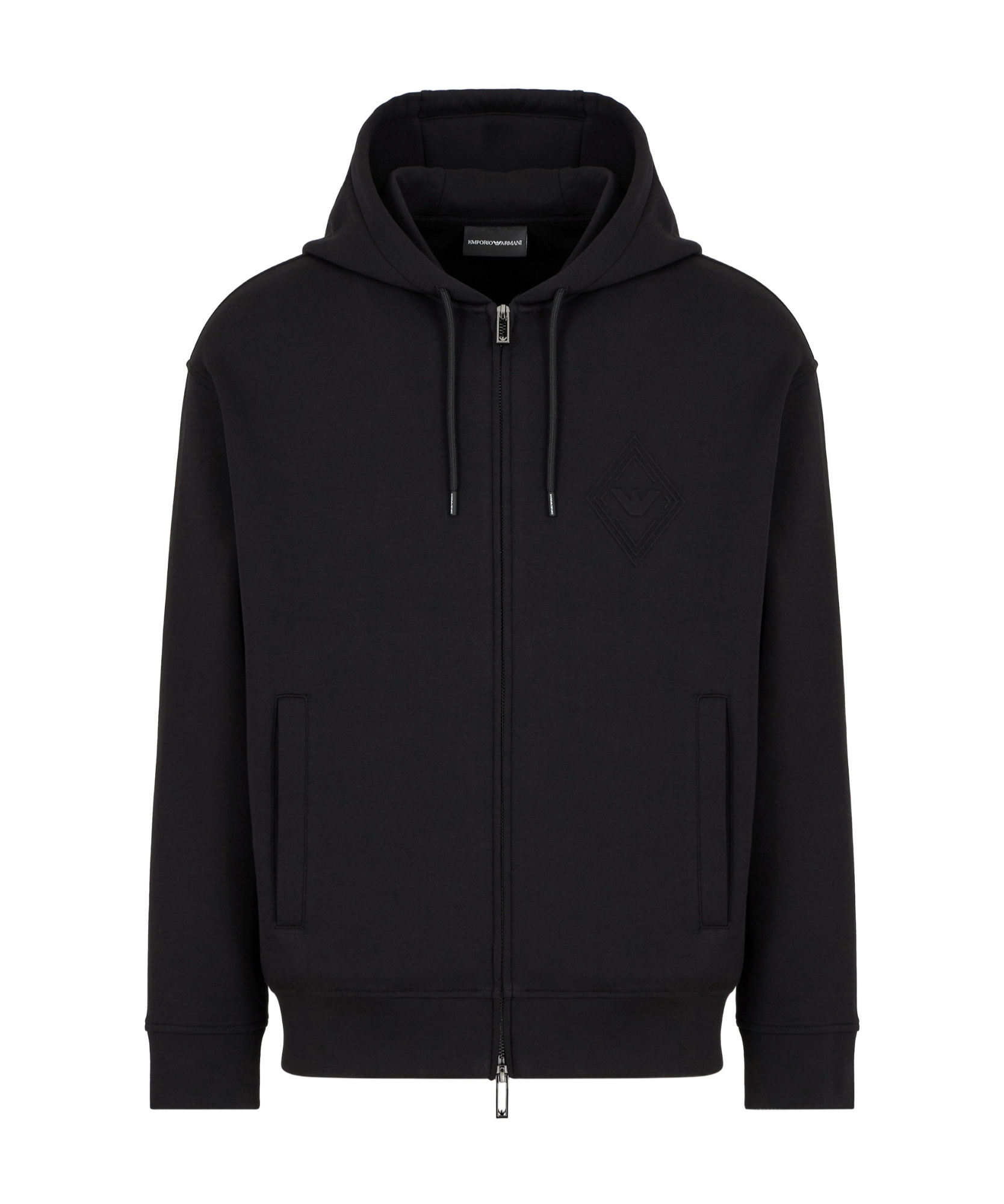 Emporio Armani Long-sleeved Hooded Hoodie In Black