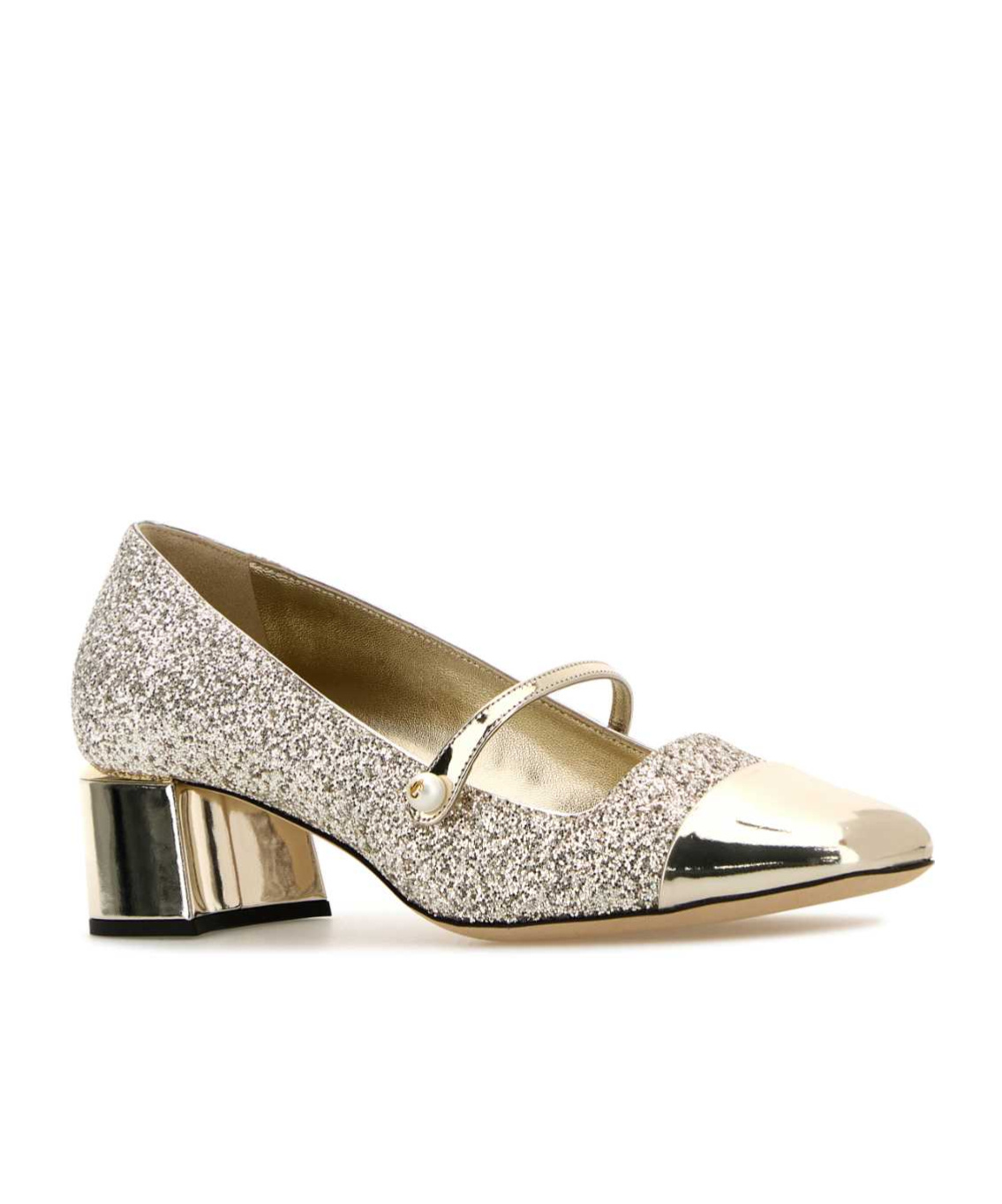 Jimmy Choo Glitter And Laminated Leather Pumps Color Gold And Sand In Nude