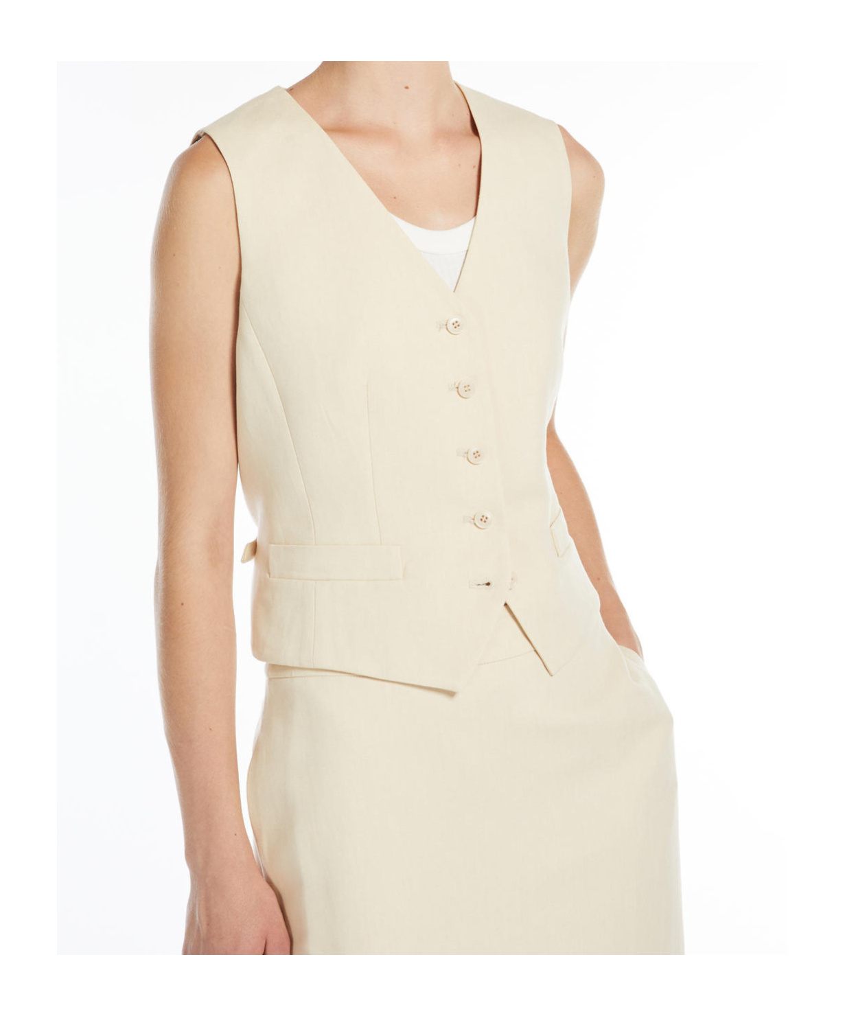 Weekend Max Mara V-neck Sleeveless Vest In Nude