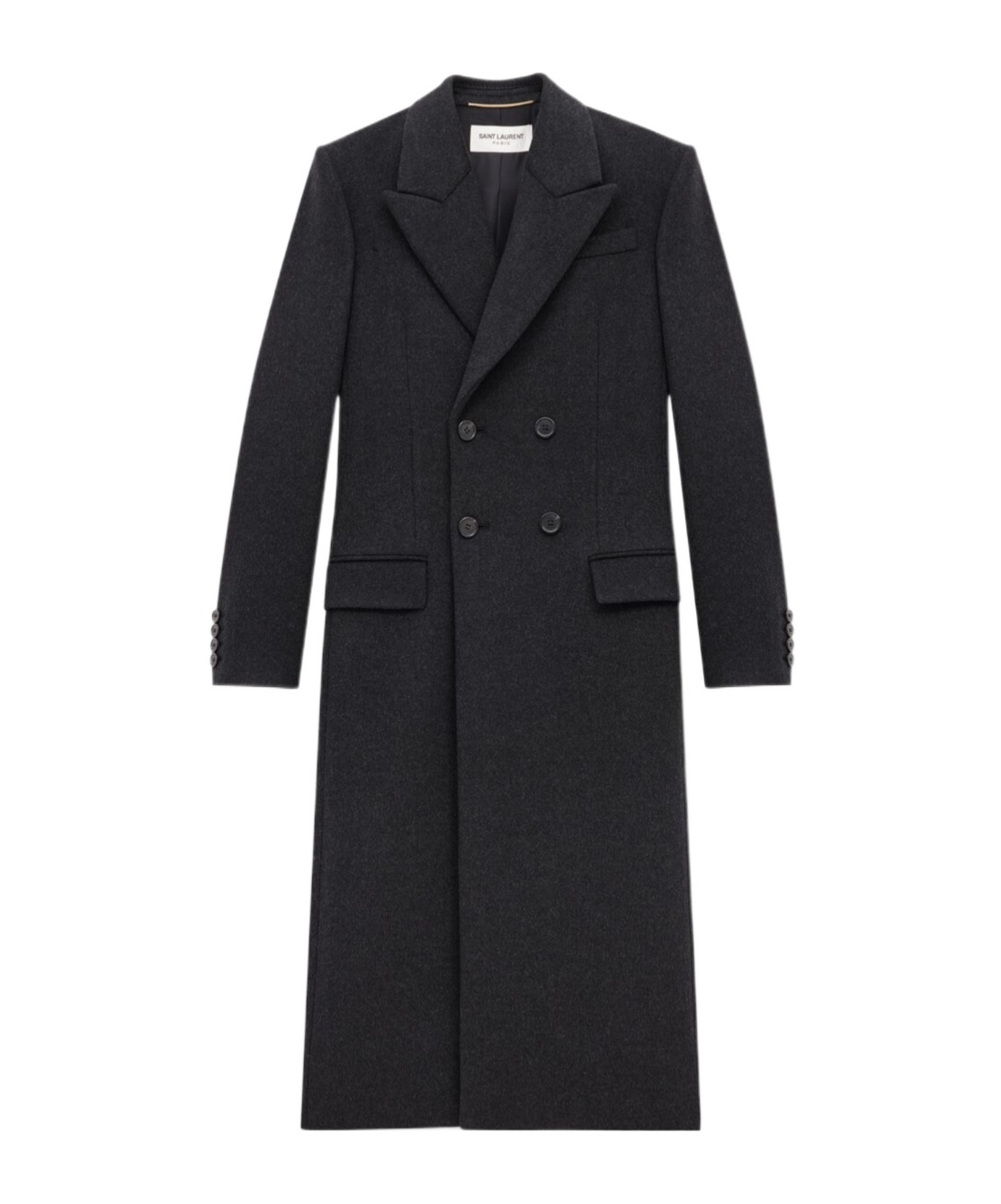 Saint Laurent Double-breasted Coat In Black