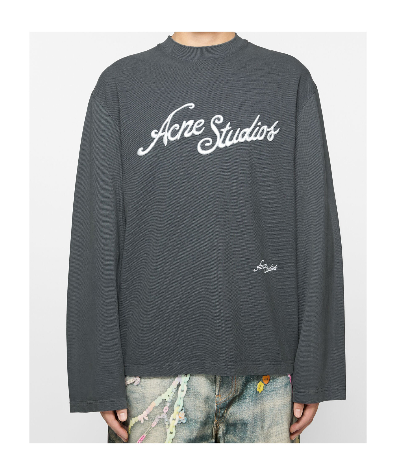 Acne Studios Round Collar And Long-sleeved T-shirt In Black
