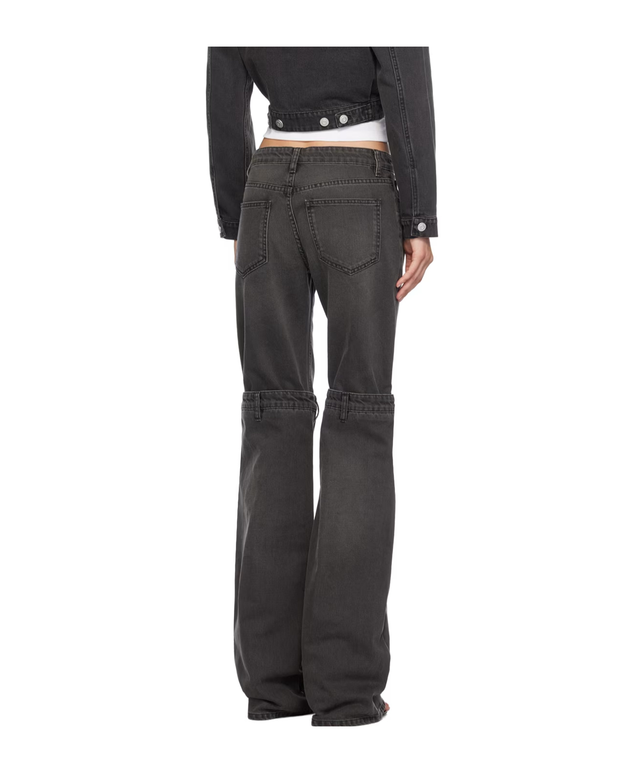 Coperni Gray Open Knee Jeans In Black