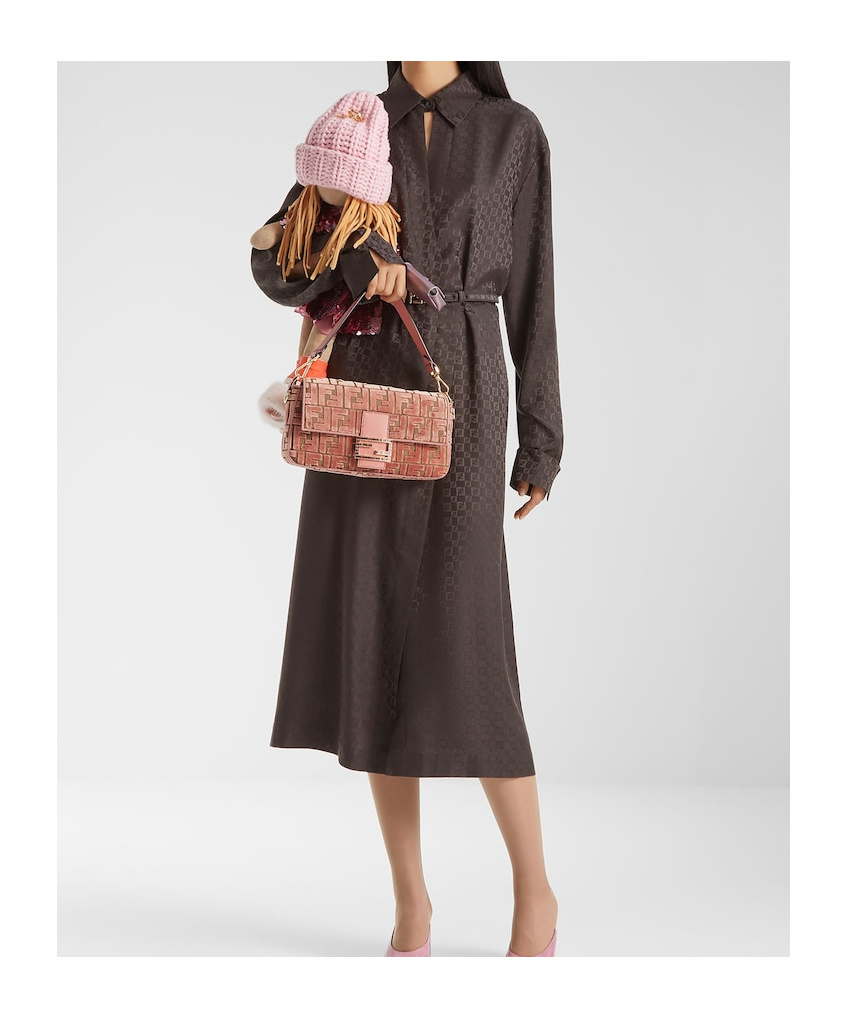 Fendi Ff-print Belted Trench Coat In Brown
