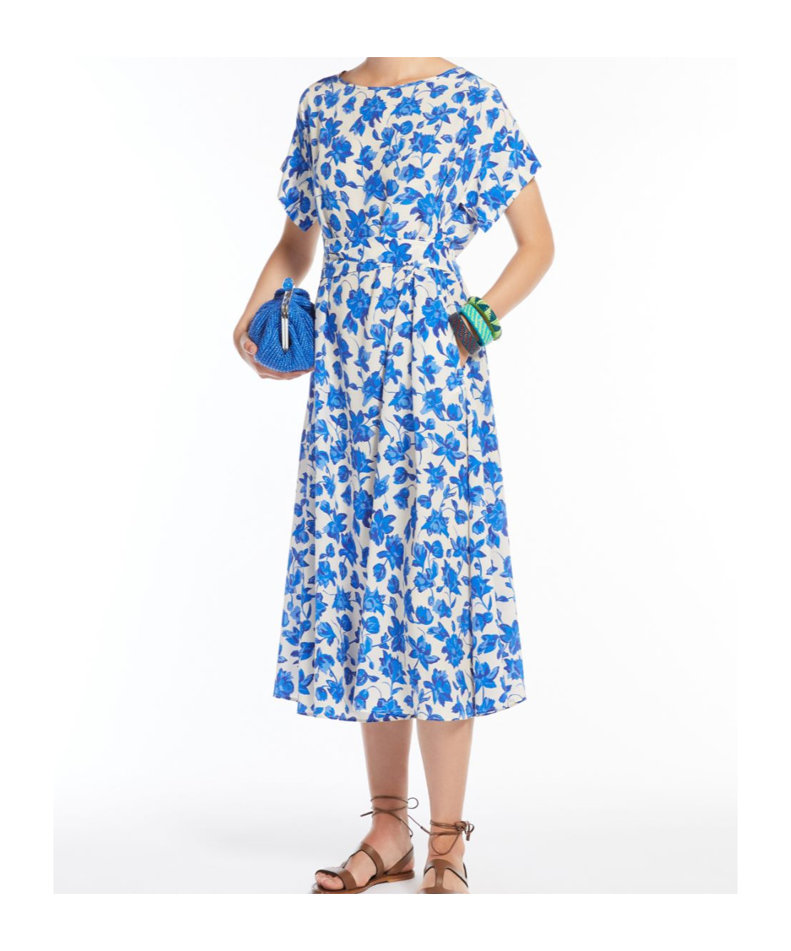 Weekend Max Mara Round-collar Short-sleeve Dress In Blue