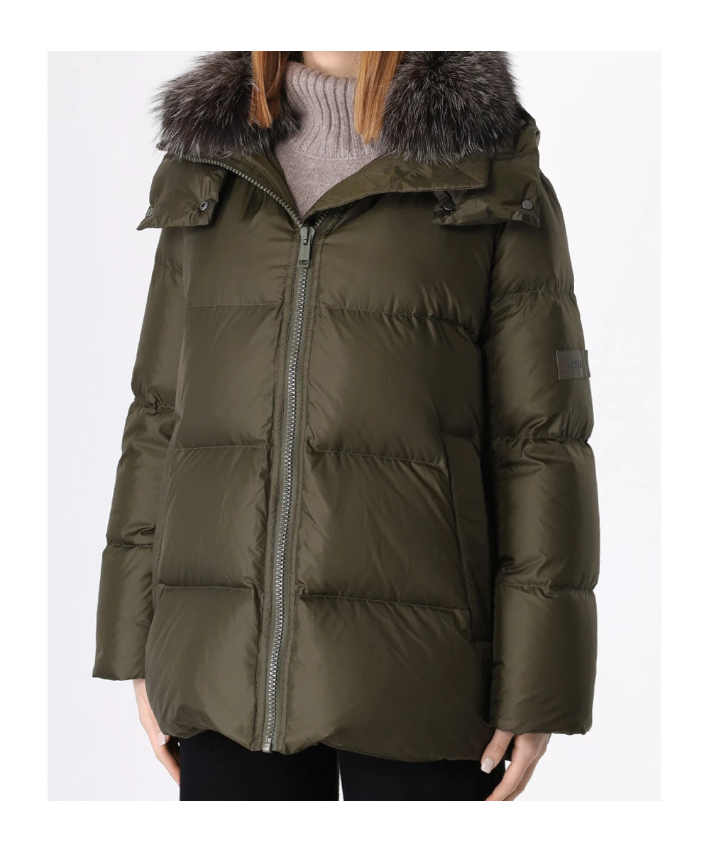 Shop Yves Salomon Long-sleeved Down Jacket In Green