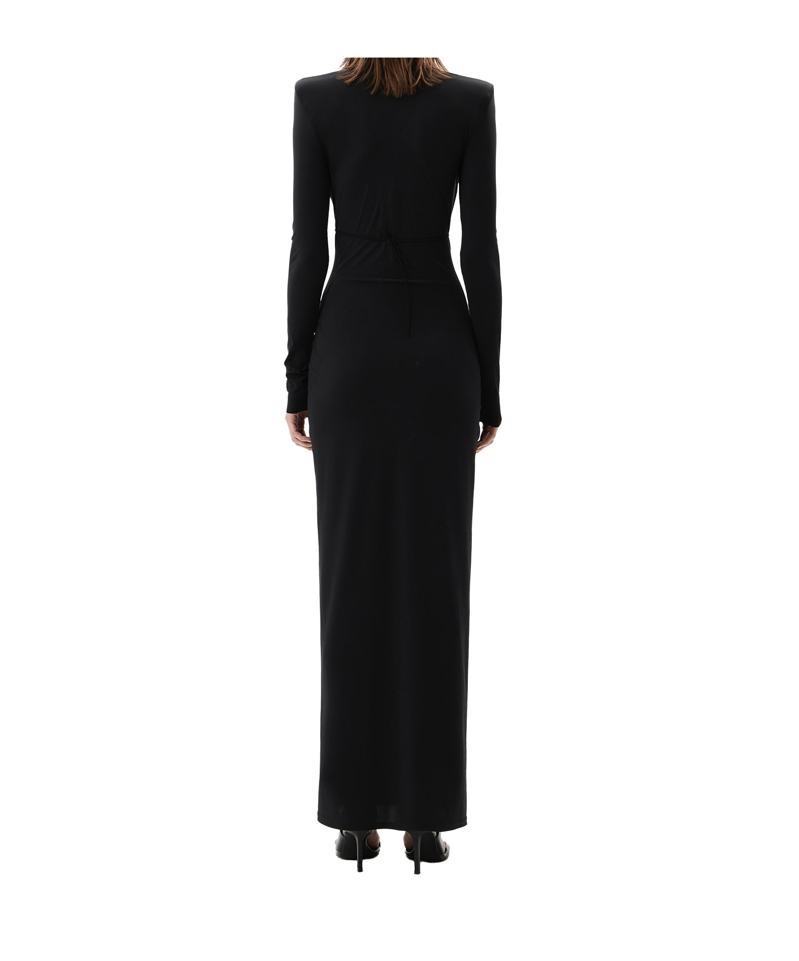 Amazuìn Lara Plunge Long-sleeve Dress In Black