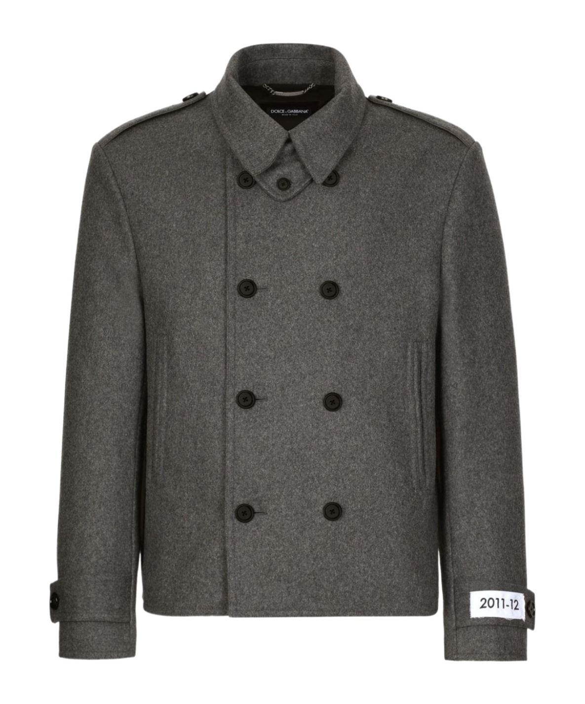 Dolce & Gabbana Double-breasted Wool Coat With Epaulets And Modern Cut In Black