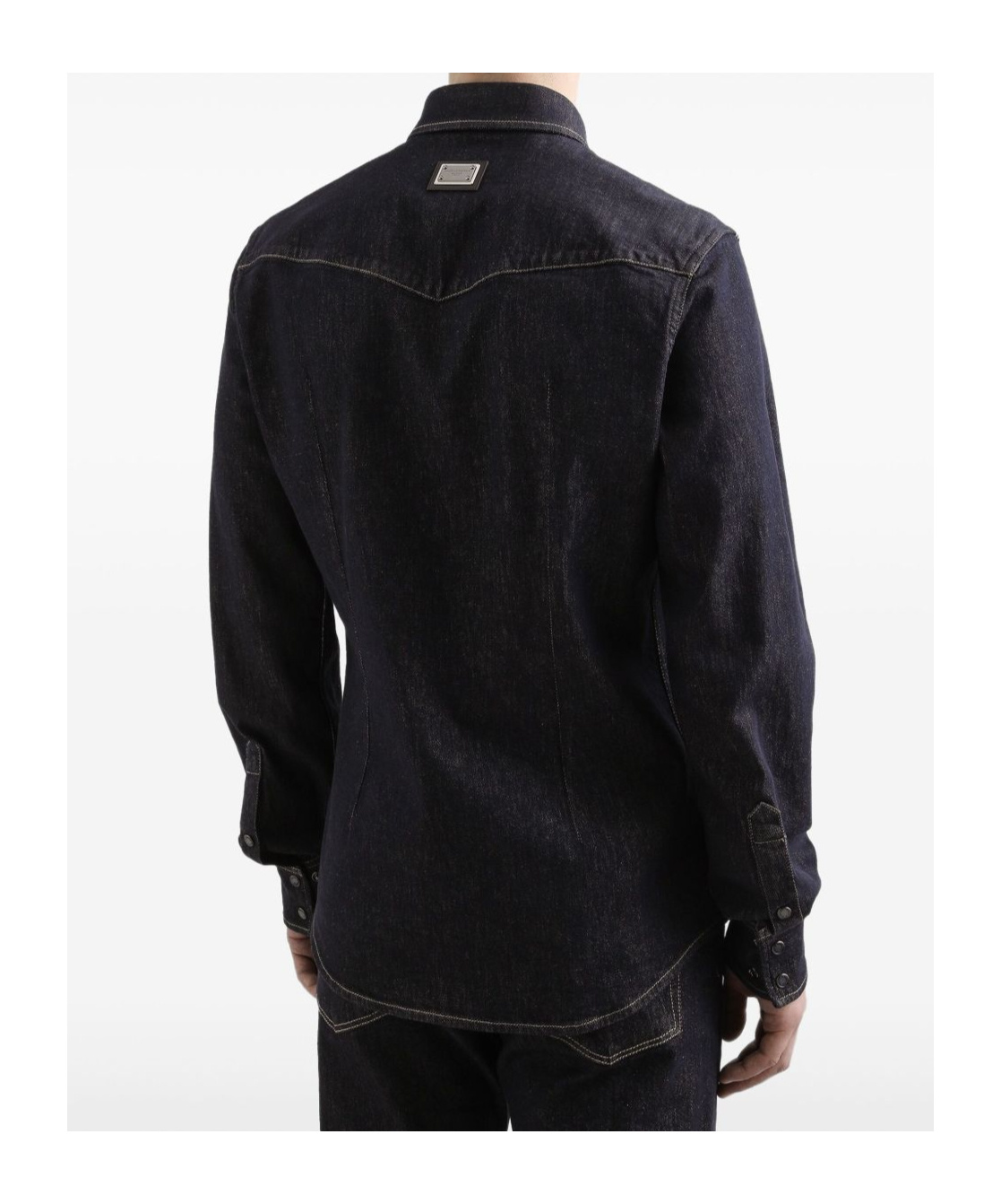 Dolce & Gabbana Denim Western Shirt In Black