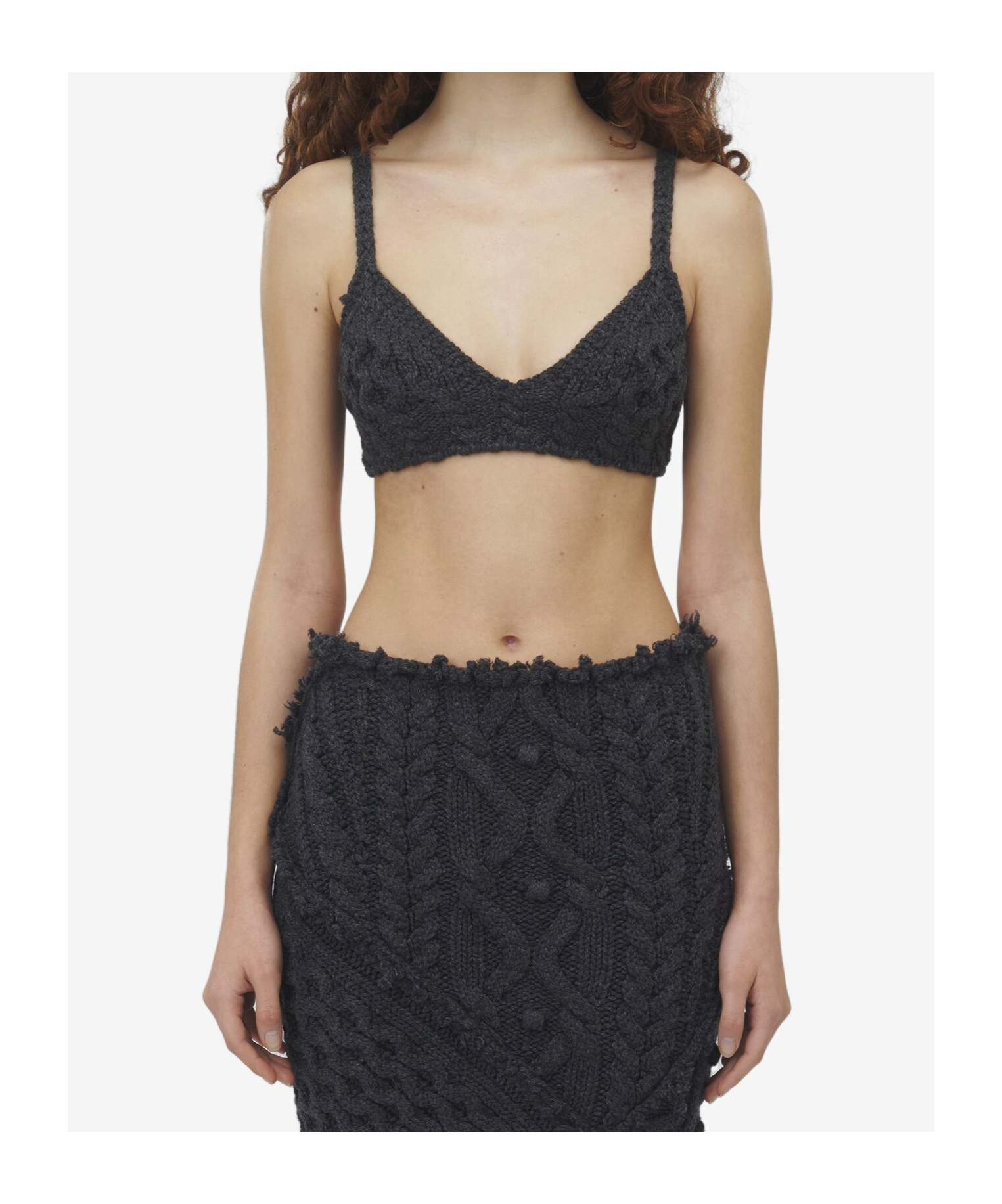 Alexander Mcqueen Twisted Knitted Corset In Black