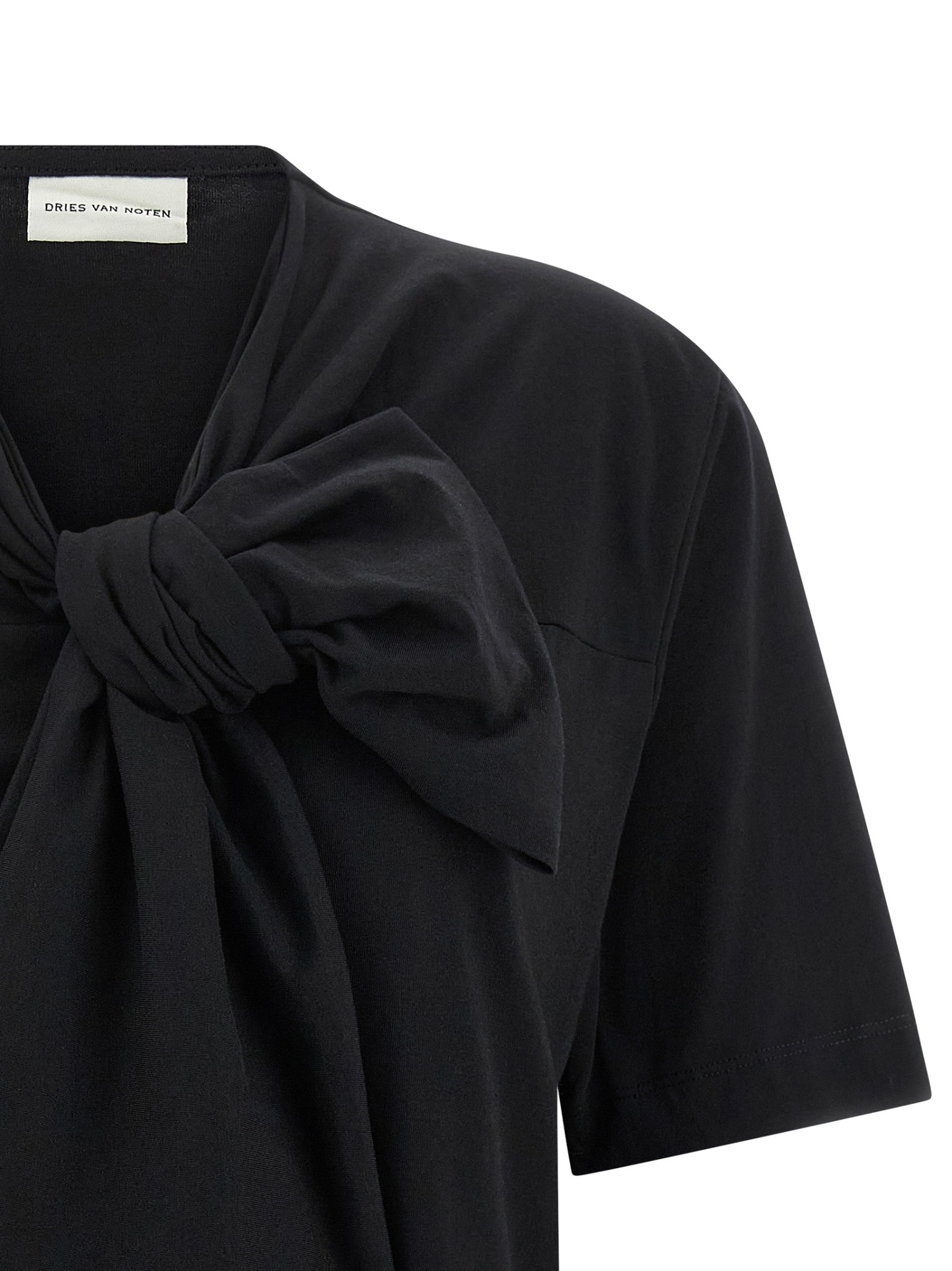 Dries Van Noten Bow Detail Short Sleeve T-shirt In Black