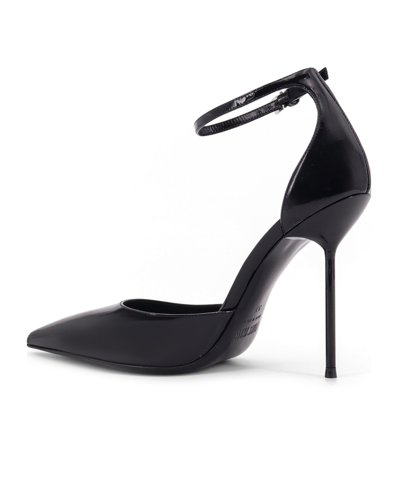Paris Texas Arrow Toe Heeled Shoes With Delicate Ankle Strap In Black