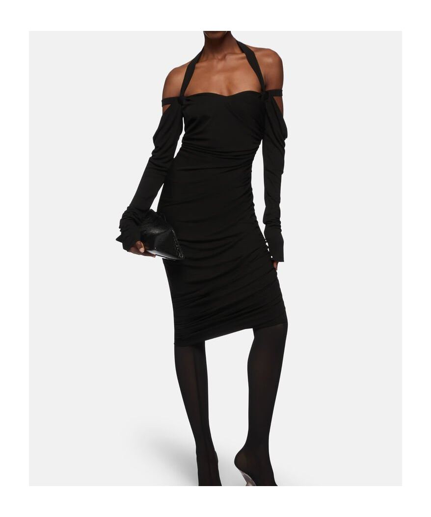 Attico Black Midi Dress In Black