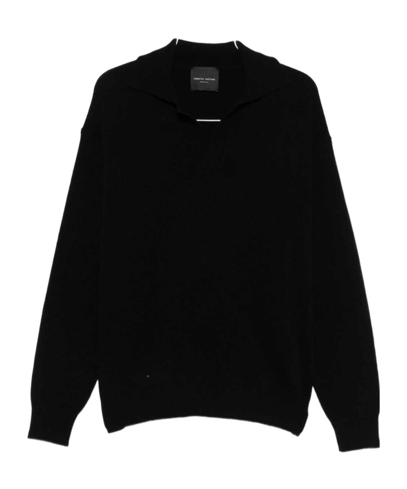 Roberto Collina Long Sleeve Ribbed Sweater In Black