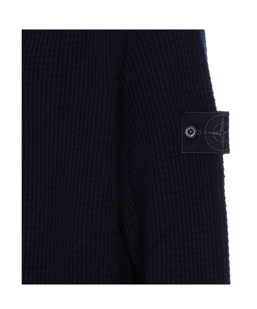 Stone Island Logo Patch Crewneck Jumper In Blue