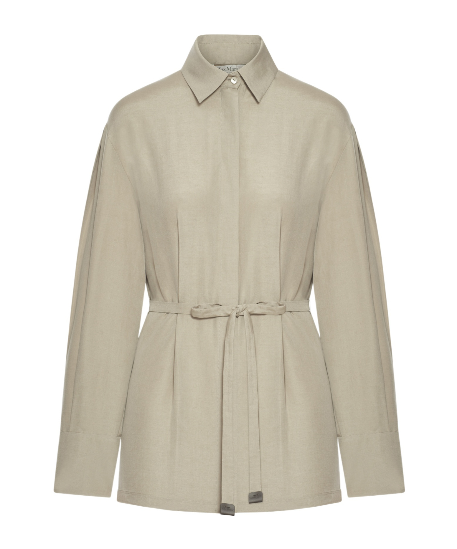 Max Mara Lapel Long Sleeve Shirt In Nude