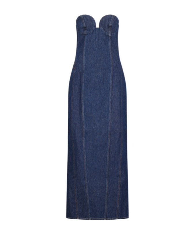 Magda Butrym Strapless Denim Dress