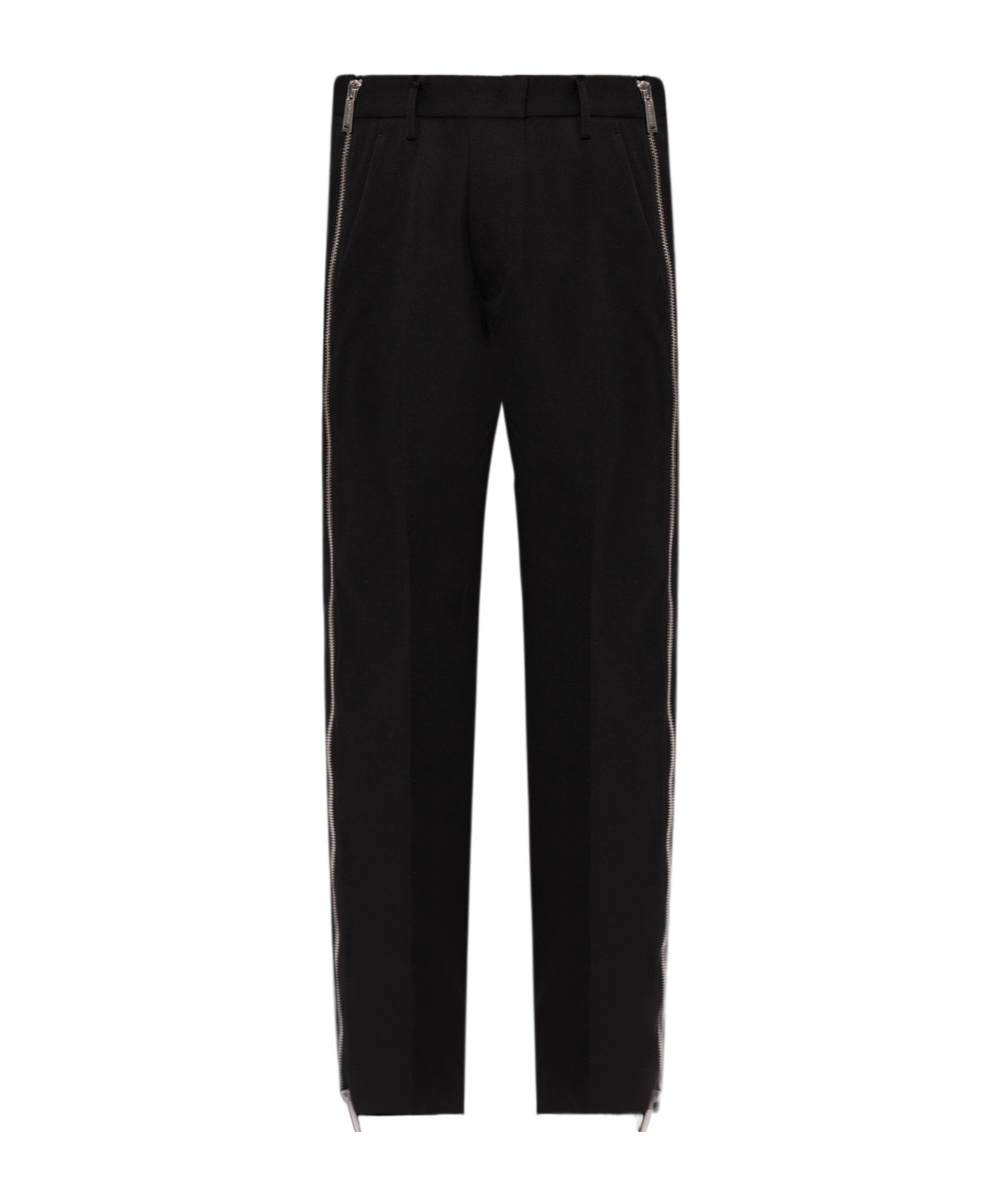 Dsquared2 Side Zip-up Virgin Wool Trousers In Black