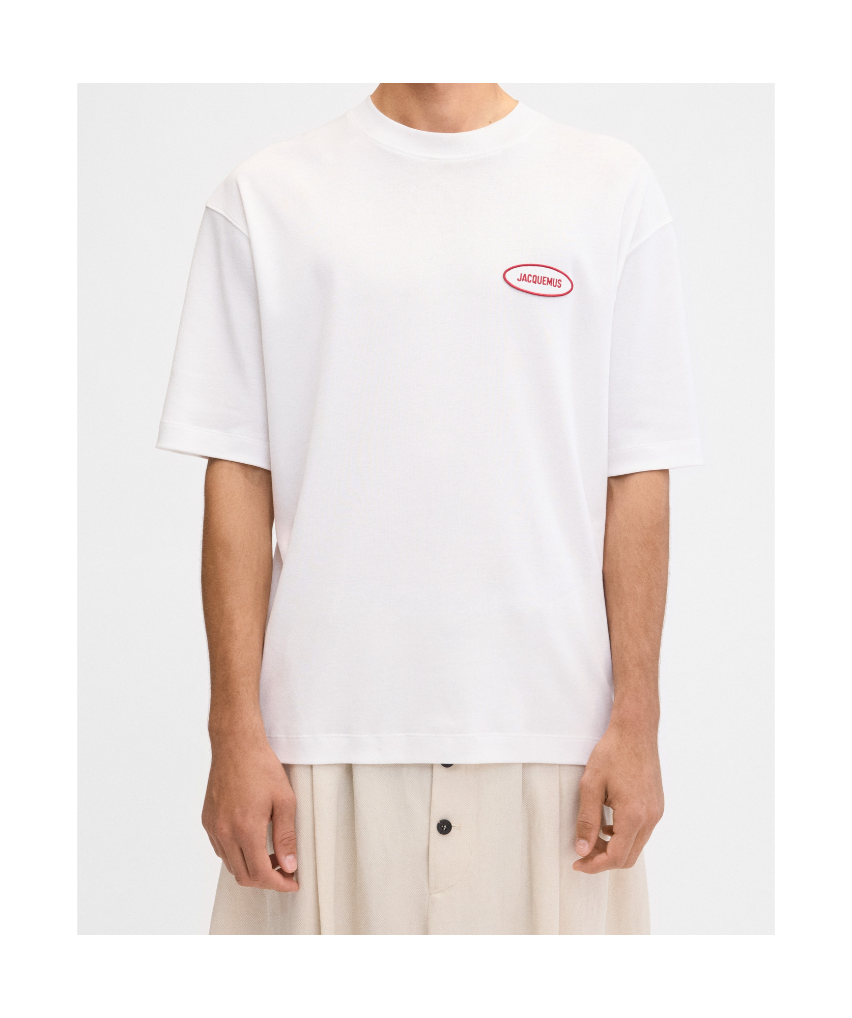 Jacquemus Mens Station Patch White Stazione Brand-patch Cotton-jersey T-shirt In White