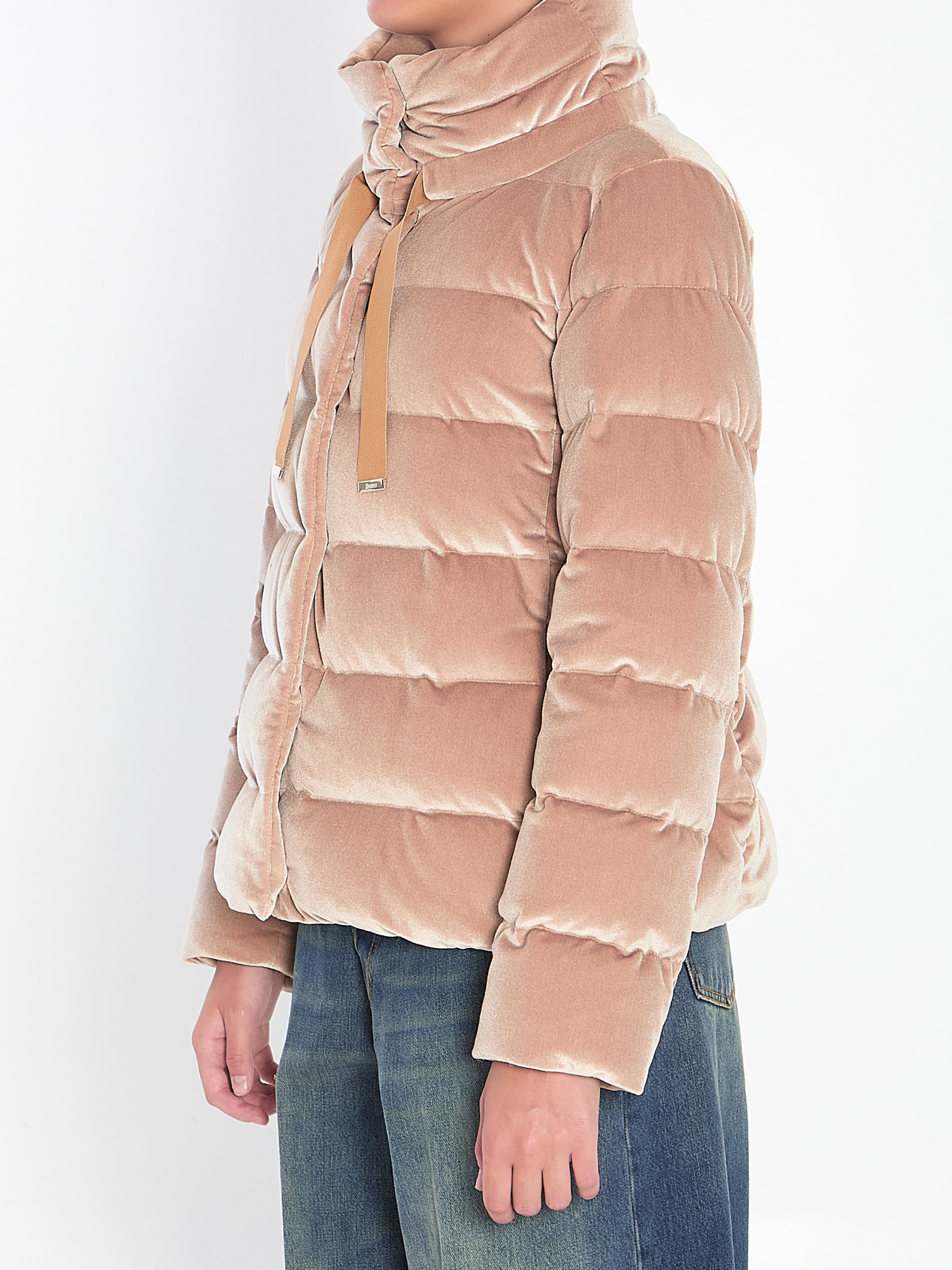 Herno Drawstring Detail Velvet-effect Jacket In Pink