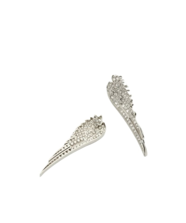 Palm Angels Angel Wing Strass Earrings In Silver