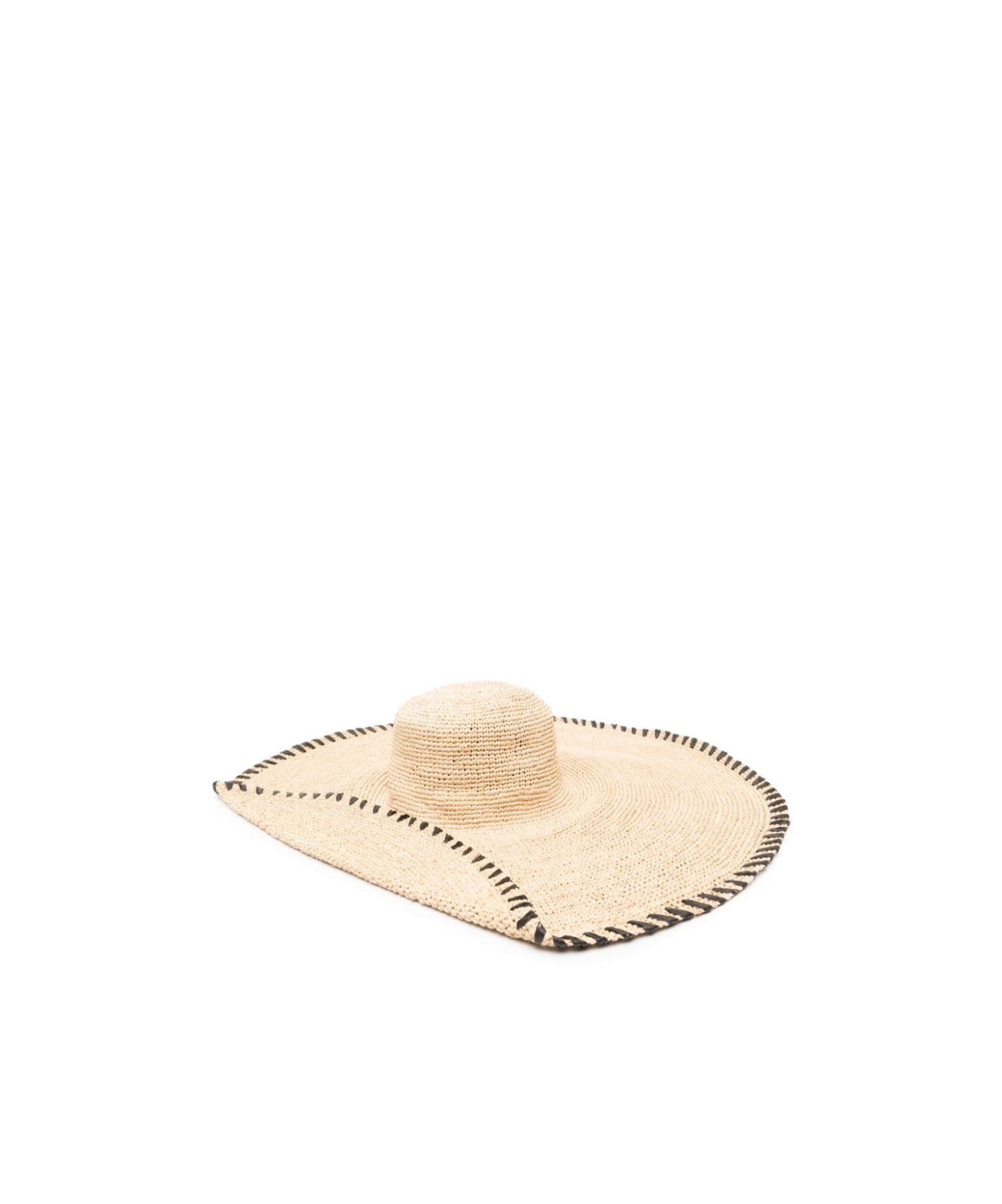 Lanvin Whipstitch-detailing Raffia Hat In Nude