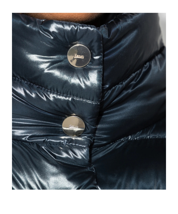 Herno High-collar Navy Quilted Nylon Coat In Black
