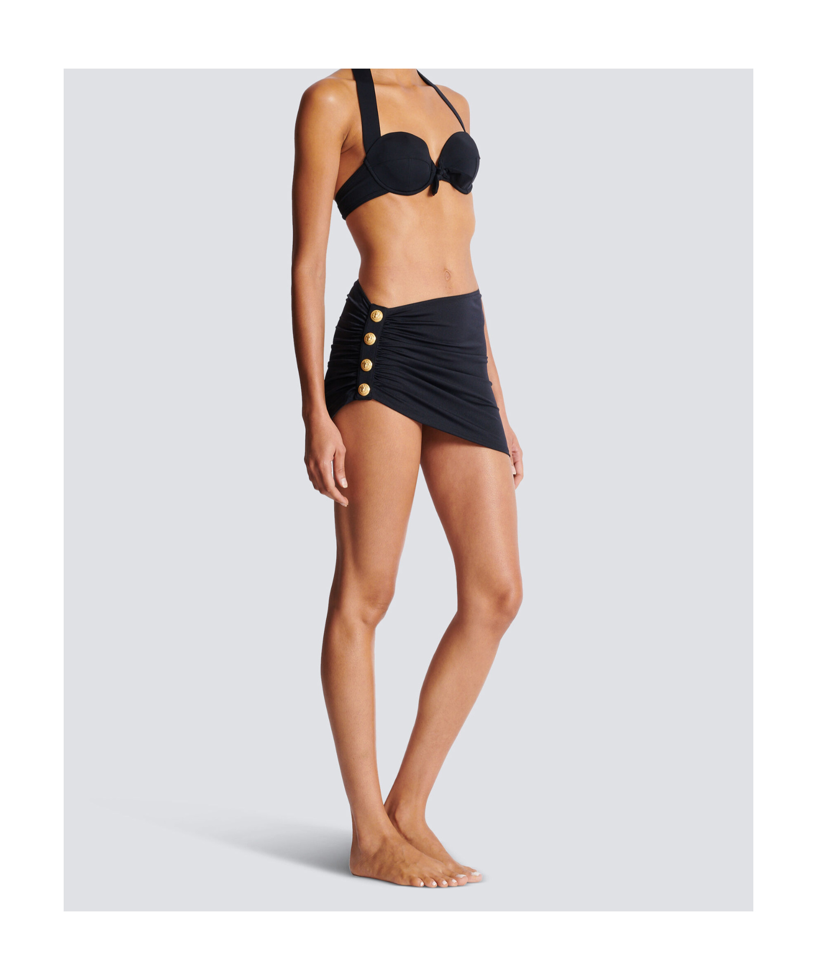 Balmain Draped Embellished Beach Cover-up In Black