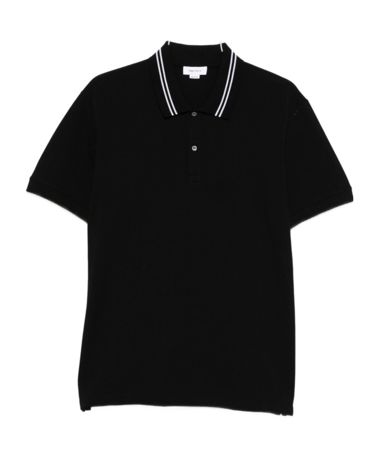 Alexander Mcqueen Polo Shirt With Short Sleeves And Collar In Black