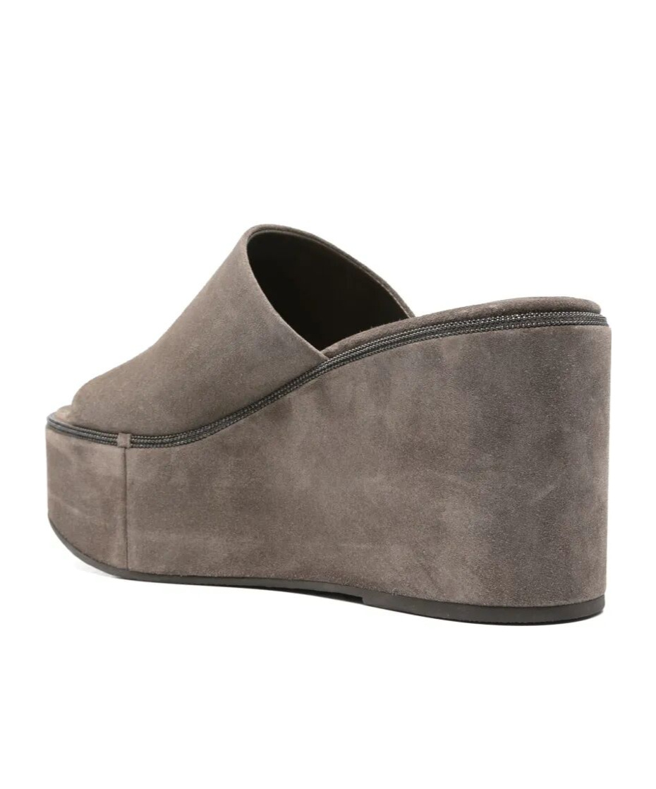 Brunello Cucinelli Wedge Heel Sandals In Green