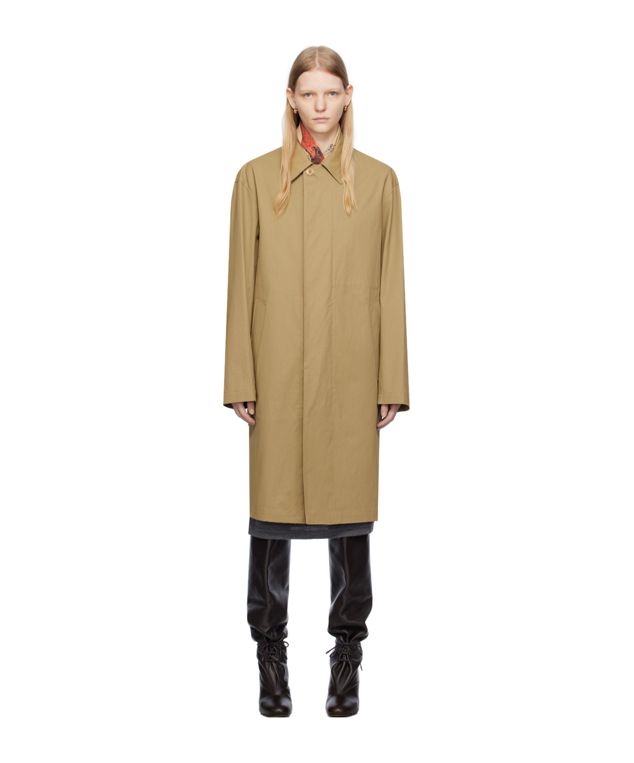 Lemaire Button Long-sleeved Coat In Nude