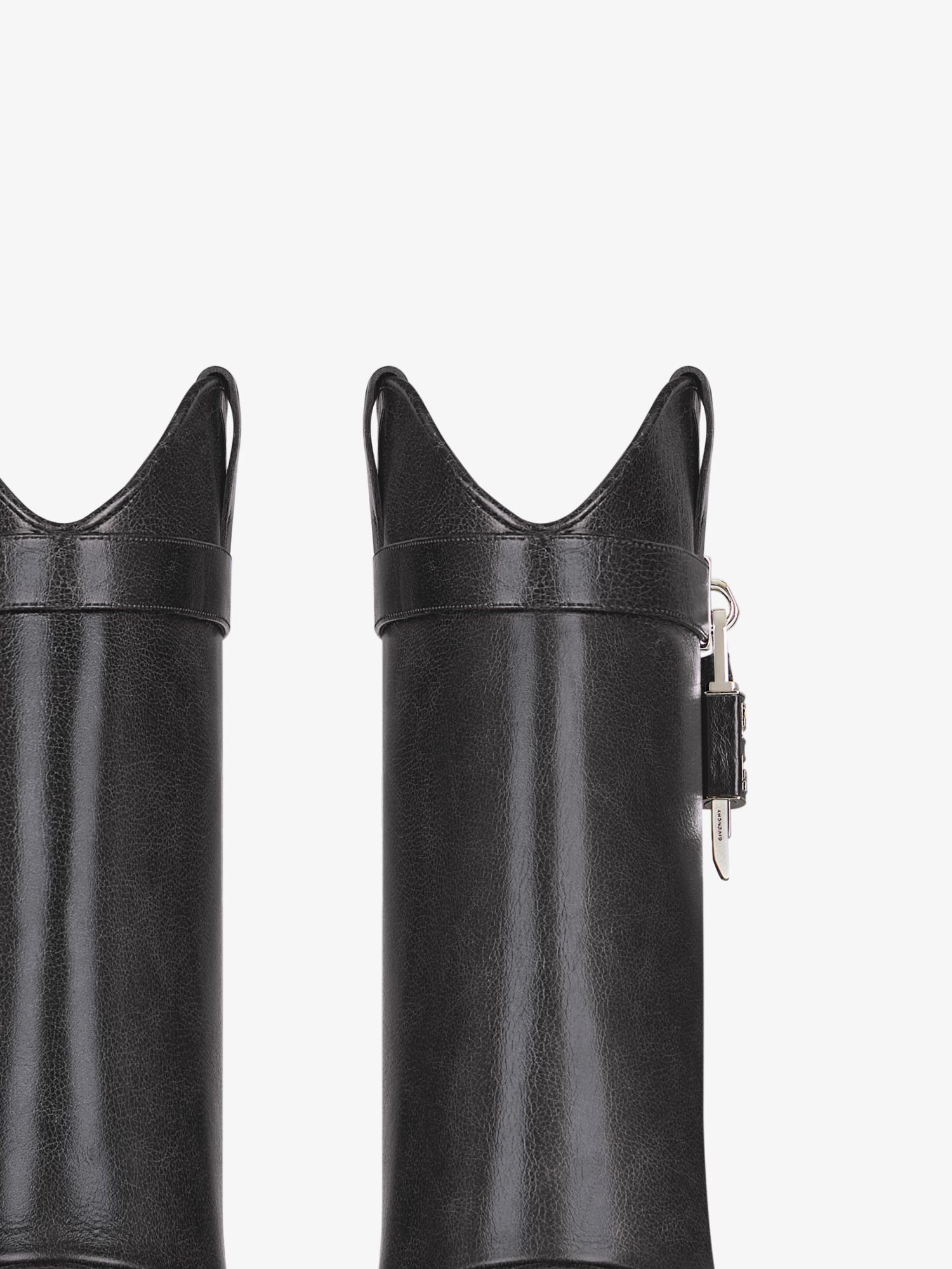 Shop Givenchy Shark Lock Cowboy Ankle Boots In Aged Leather In Black