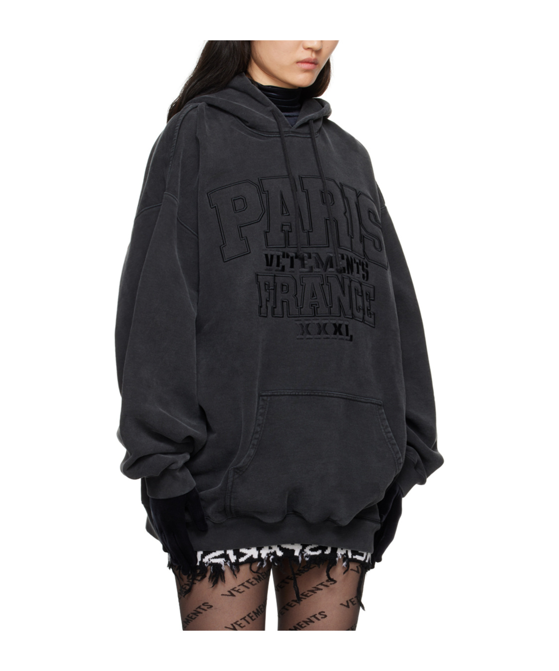 Vetements Drawstring Hood Hoodie In Black