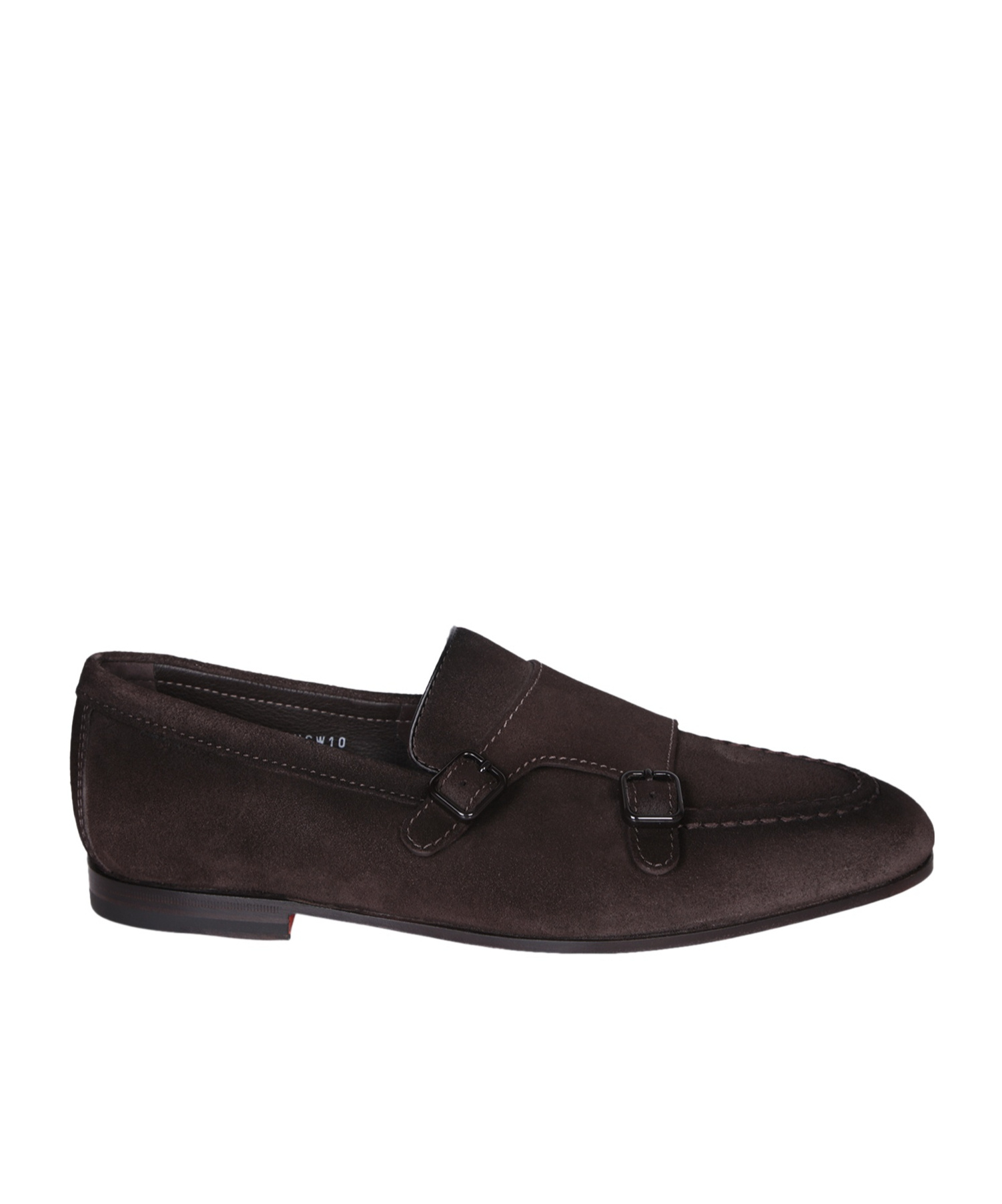 Santoni Suede Leather Monkstrap Shoes In Brown