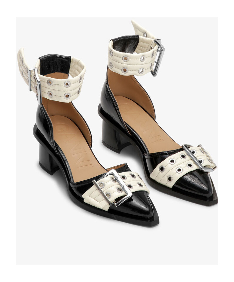Ganni Pointed High-heeled Sandals In Black