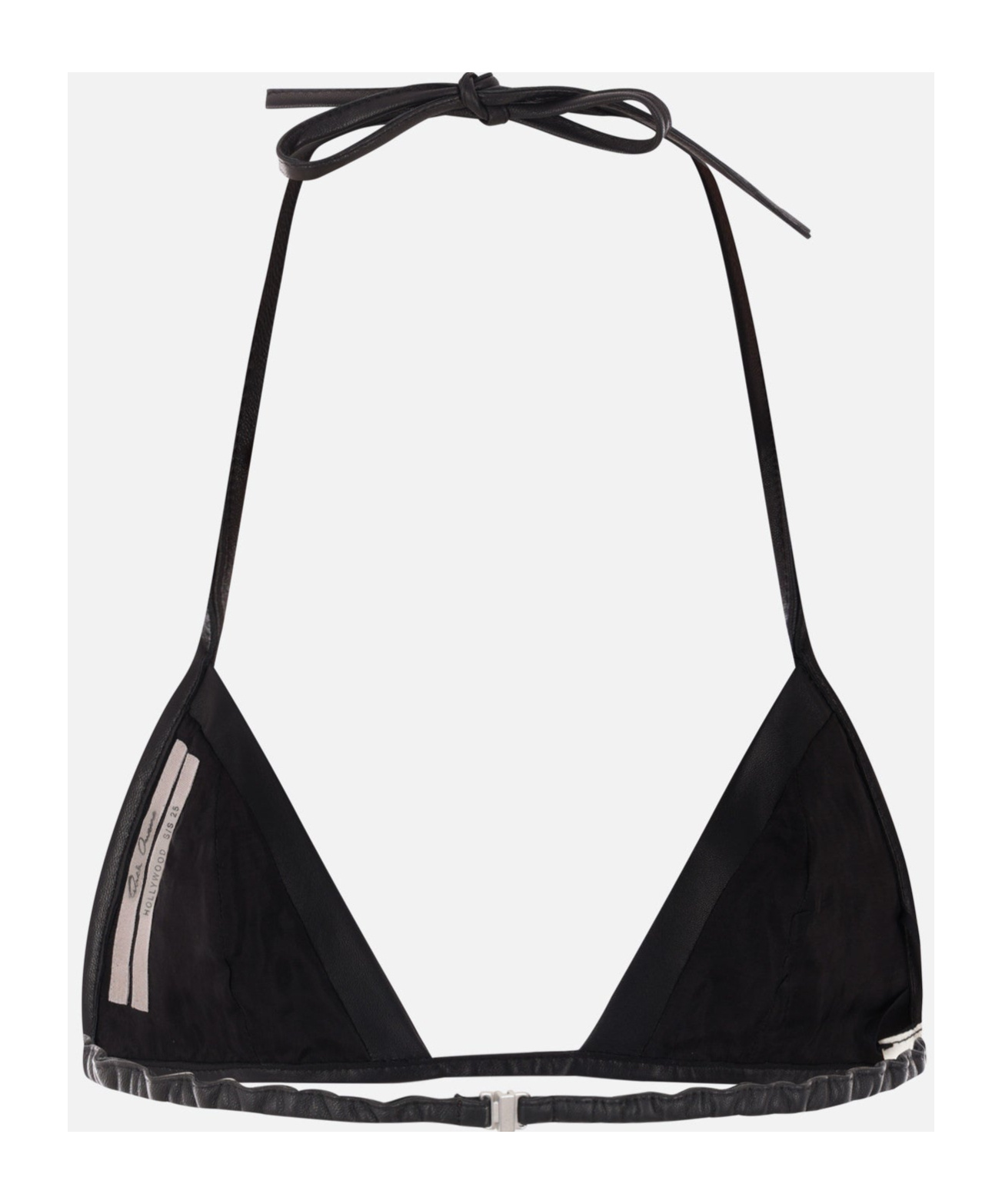 Rick Owens Snake Print Leather Triangle Bra In Black
