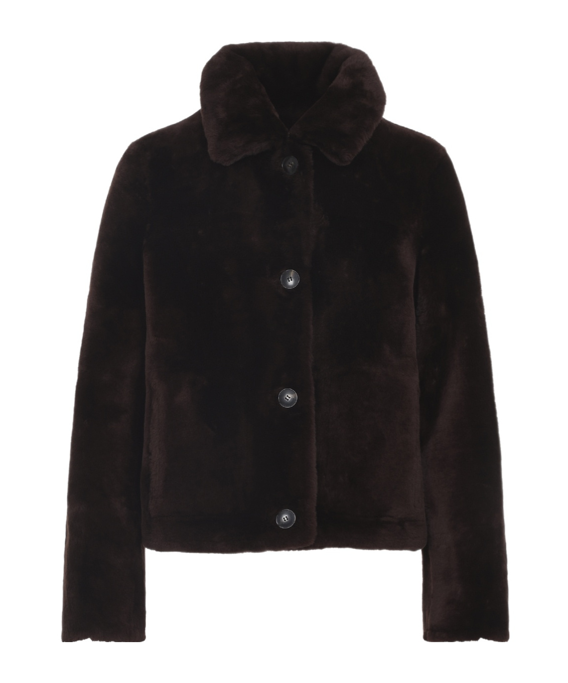 Yves Salomon Deep Grenat Lamb Shearling Jacket With Pointed Collar In Brown