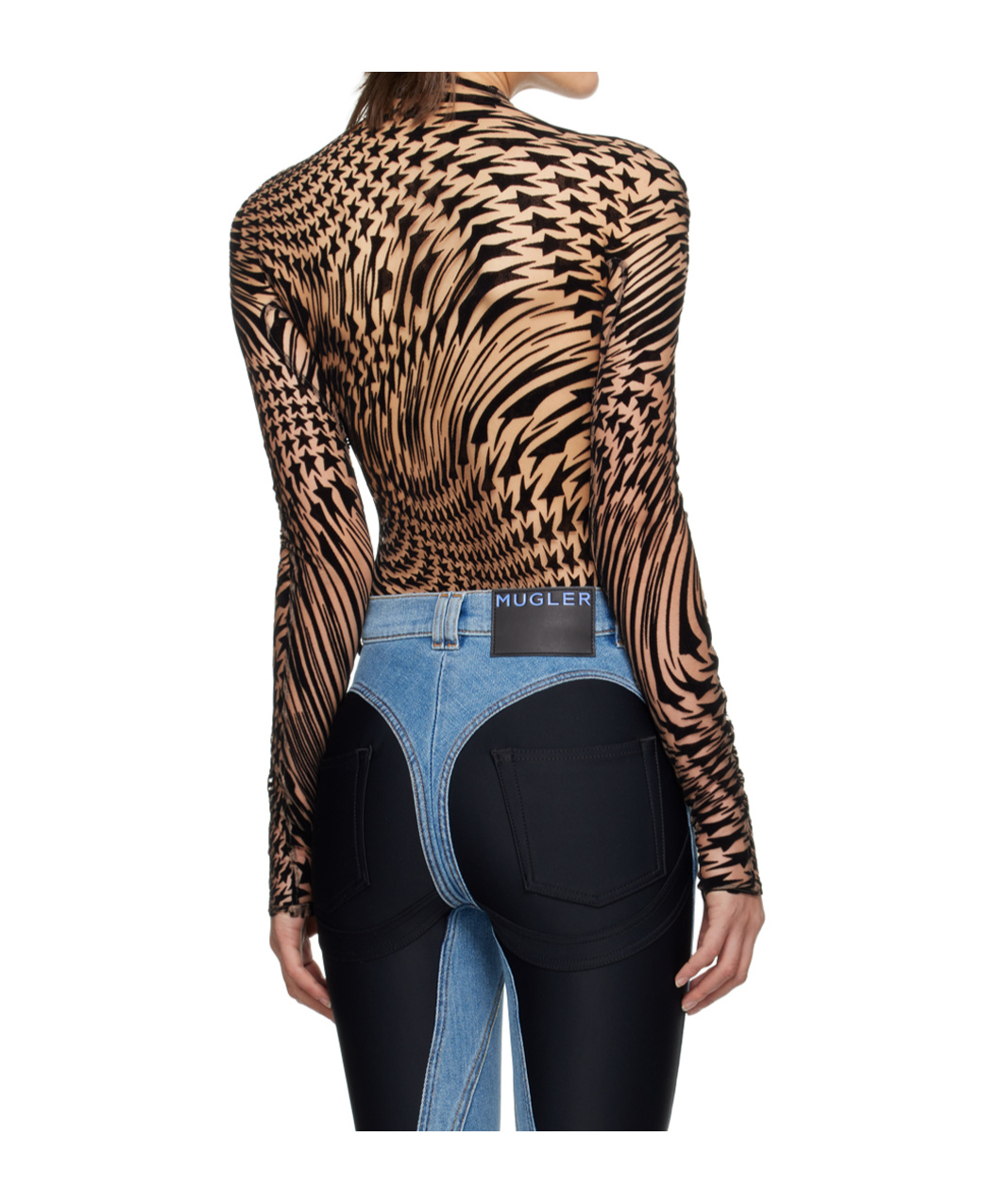 Mugler Star High-neck T-shirt In Animal Print