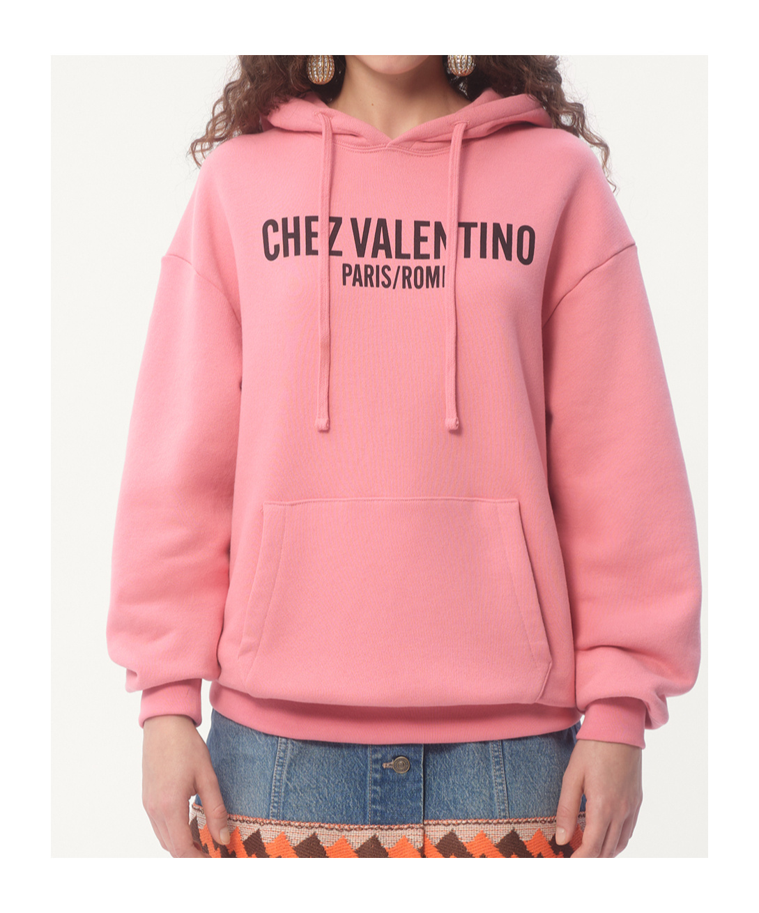 Shop Valentino Cotton Sweatshirt With Hood And Chez  Print In Pink