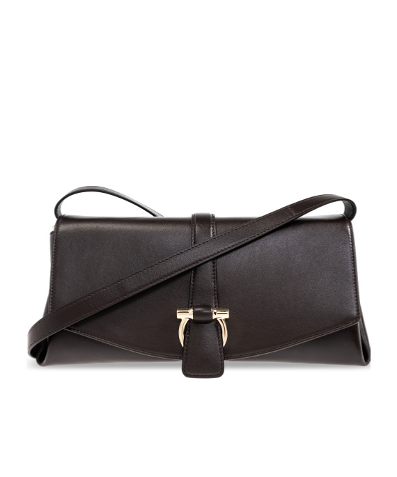 Ferragamo Foldover Top Crossbody Bag In Black