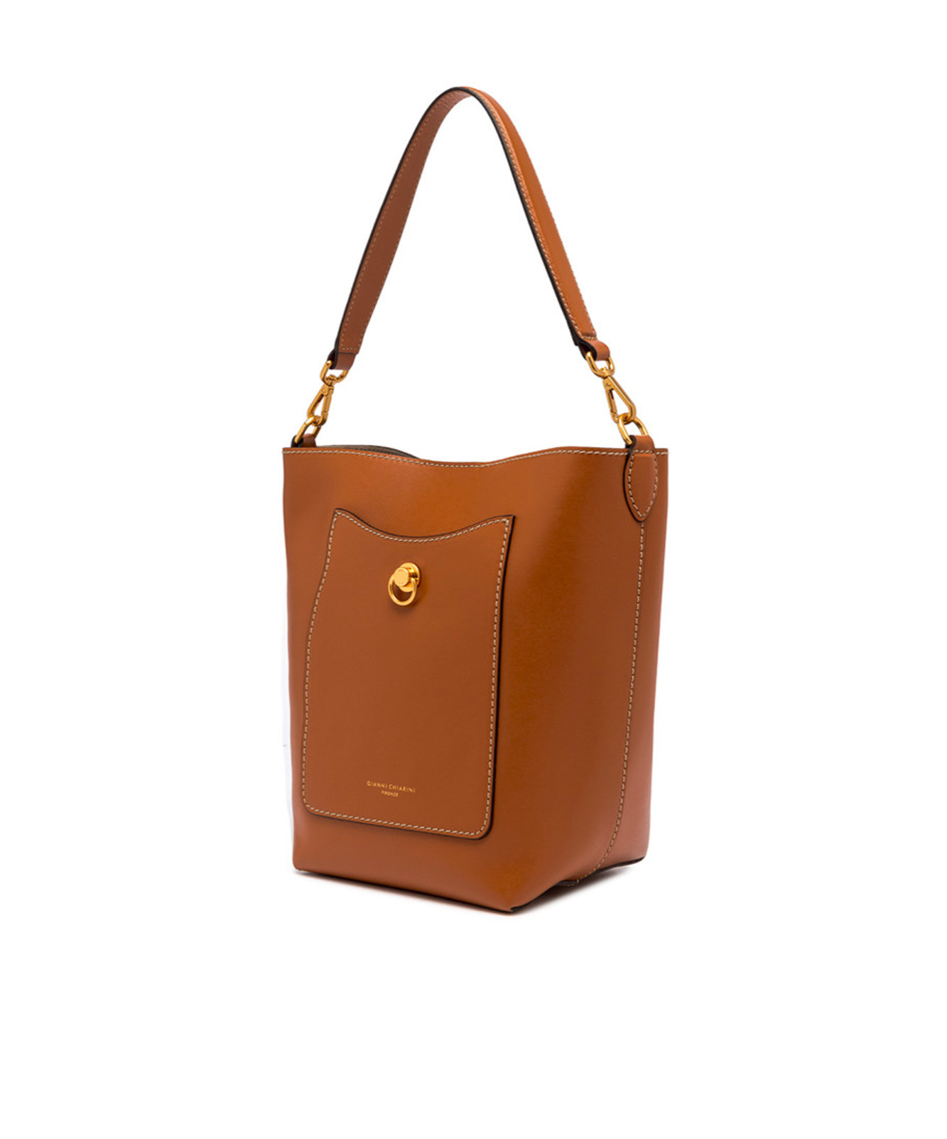 Gianni Chiarini Snap Bucket Bag In Brown