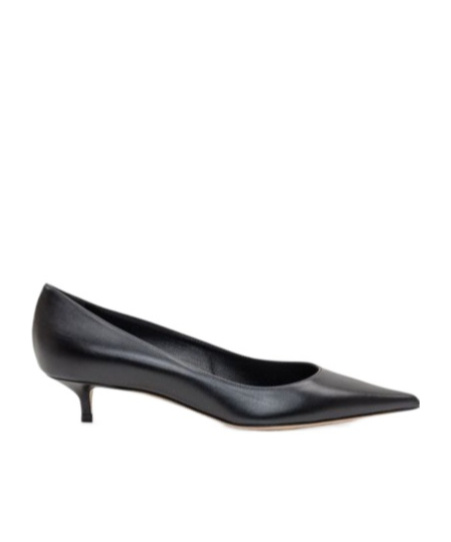 Jimmy Choo Pointed Toe Leather Kitten Heel Pumps In Black